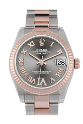 Rolex Datejust 31 Rhodium Large Vi Set With Diamonds Dial Fluted Bezel 18K Everose Gold Two Tone